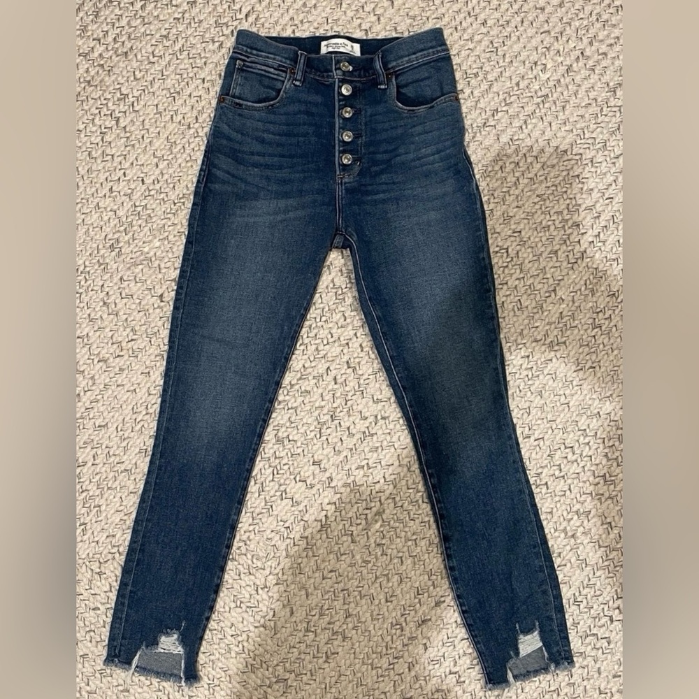 Abercrombie and fitch button fly high rise ankle jeans Size 2R